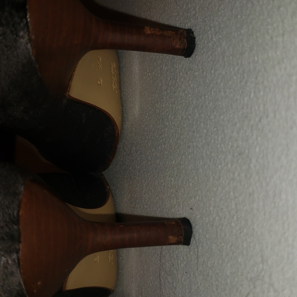 GUCCI Vintage Dark Grey Pony Hair Pumps with Wooden Heel - Picture 9 of 11